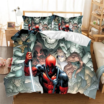 

Disney Deadpool Bedding Set Duvet Cover Pillowcase Movie Home Textile Adult Gift Queen King Size Bedding Set (NO Sheet) Gift