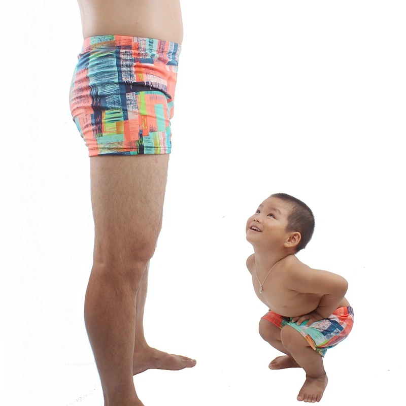

2021 Fabric Parent Child Swimsuit Male Beachwear Bathing Suits Men Swimwear Family Matching Outfits Swimming Trunk
