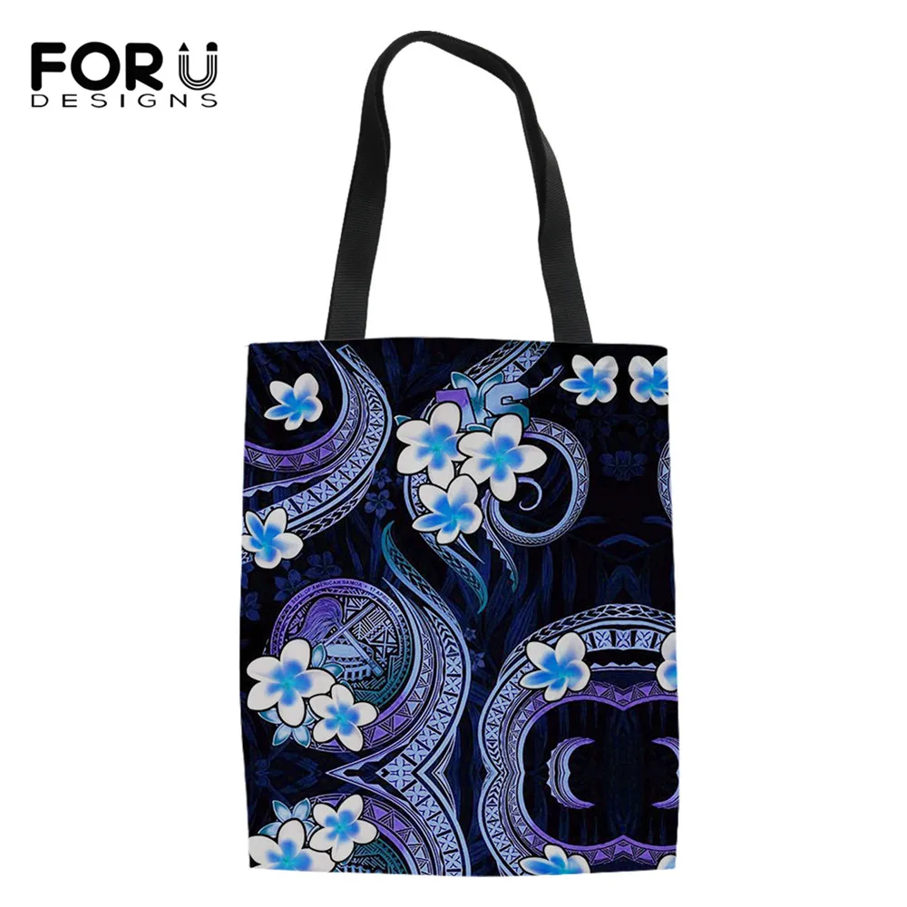

FORUDESIGNS Polynesian Frangipani Tattoo Print Brand Designer Women Fashion Shopping Bag Ladies Large Capacity Cloth Bag 2020