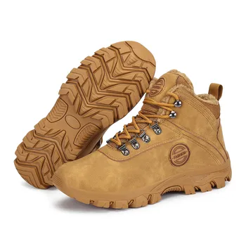 

Winter Shoes Men Snow Boots Outdoor Warm Plush Flock Leather Booties Boy Ankle Boots Man Outdoor Sneakers Flat Platform Botas