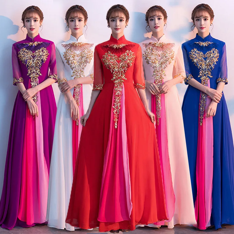 

2019 New Choir Performance Costume Stage Performance Costume Long Student Solo Dress Bridesmaid Gown