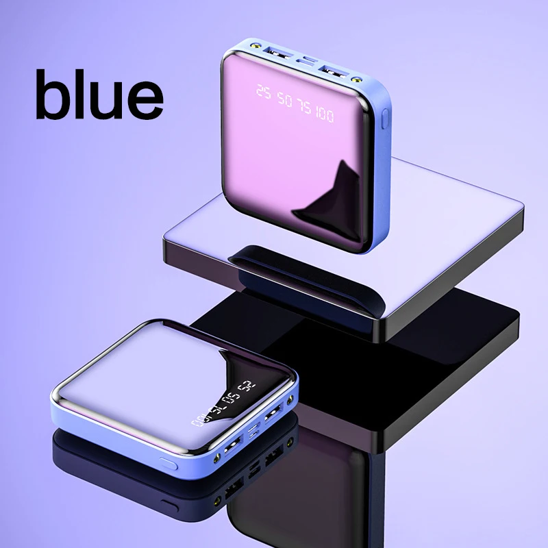20000 мАч, портативный mi ni power Bank, быстрое зарядное устройство, внешний аккумулятор mi ni Pover Bank, внешний аккумулятор для iPhone 11 Xiaomi mi, повербанк - Цвет: Синий