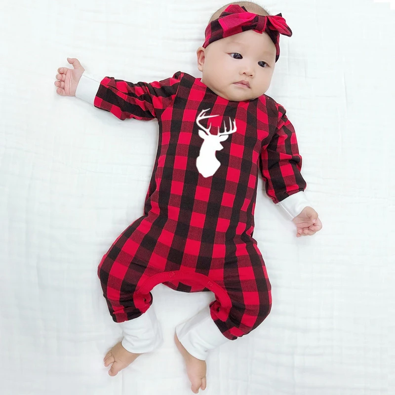 red plaid baby pajamas