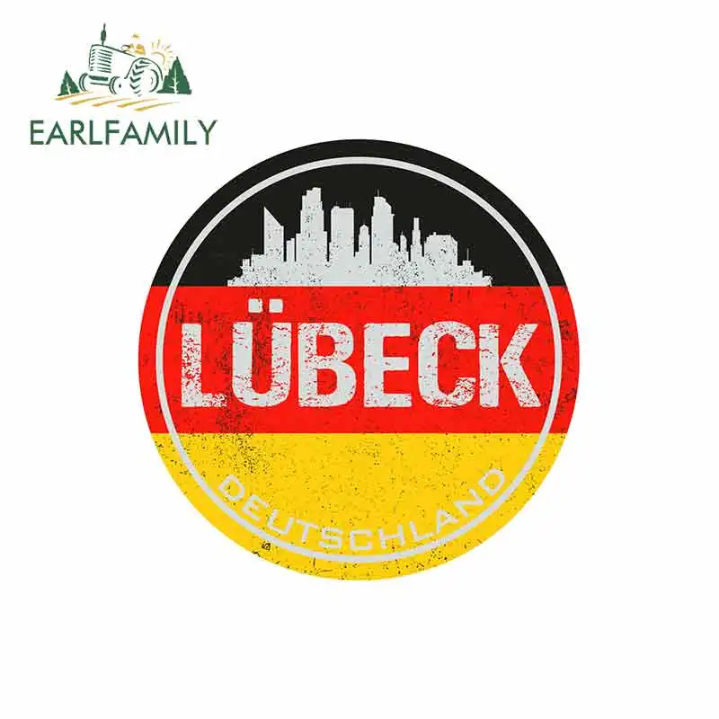 

EARLFAMILY 13cm x 12.9cm for Lubeck Germany Funny Car Stickers Vinyl Waterproof RV VAN Car Accessories JDM Anime Sign Logo