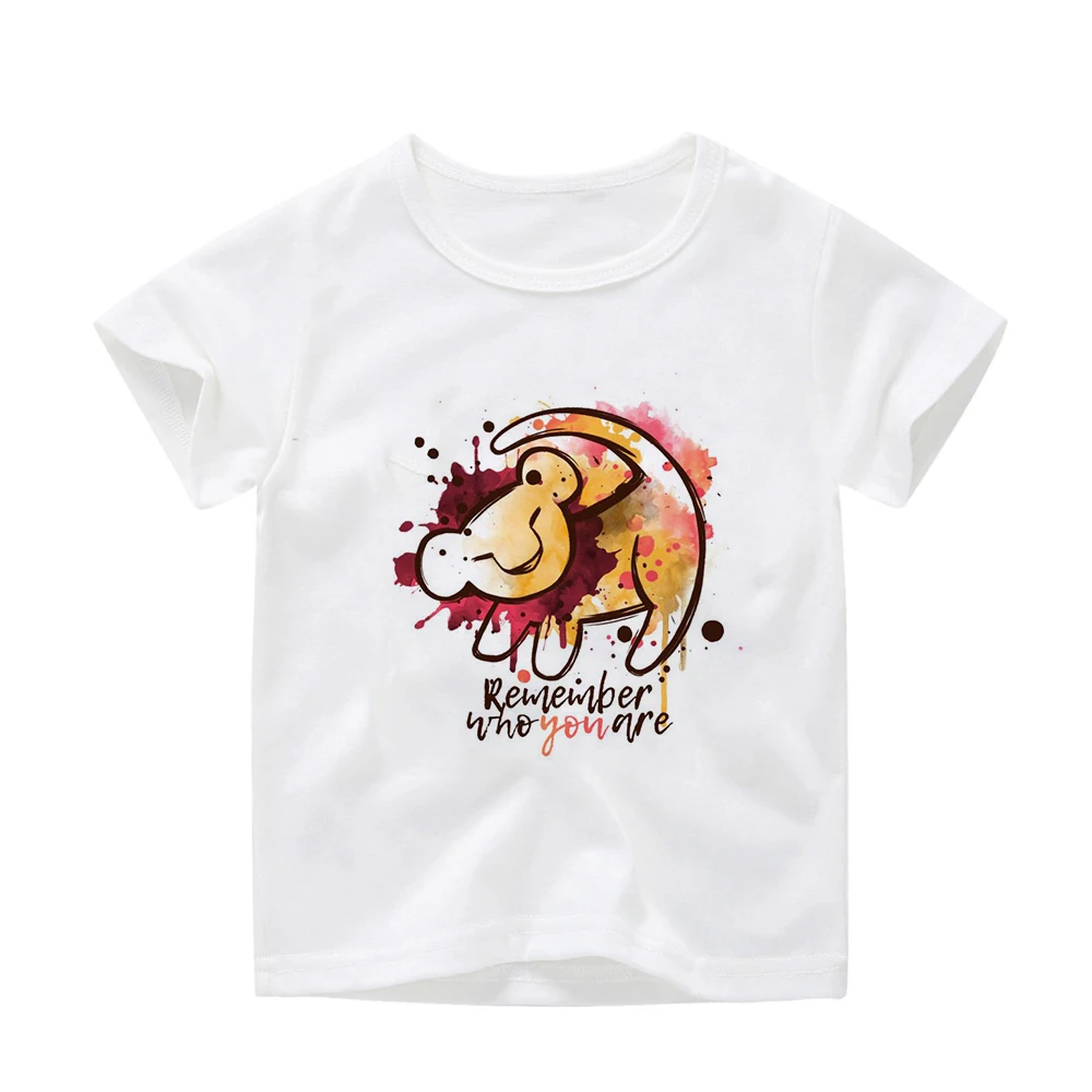 HAKUNA MATATA/Забавные футболки для мальчиков с принтом животных топы для девочек от 2 до 12 лет, забавная футболка для малышей с изображением короля льва детская футболка, T-shirts.dHKP321