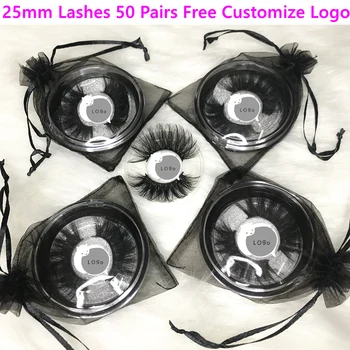 

2020Free Custom Logo 50 Pairs 25mm Eyelashes Free DHL Shipping 3D Mink Lashes Handmade Dramatic Lashes cruelty free Wholesale 5D