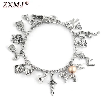 

ZXMJ Harried Deathly Hallows Bracelet Magic Stick Hat Potters Sword Vintage Bracelets Bangles Fans Halloween Christmas Jewelry