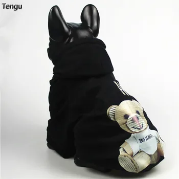 

rench Bulldog Black Casual Hoodie Cartoon Style Clothes Large Large Dog Size 3XL Yorkie Clothes ropa de perrito dog fleece