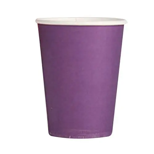 

20 Paper Cups (9oz) - Plain Solid Colours Birthday Party Tableware Catering(purple)