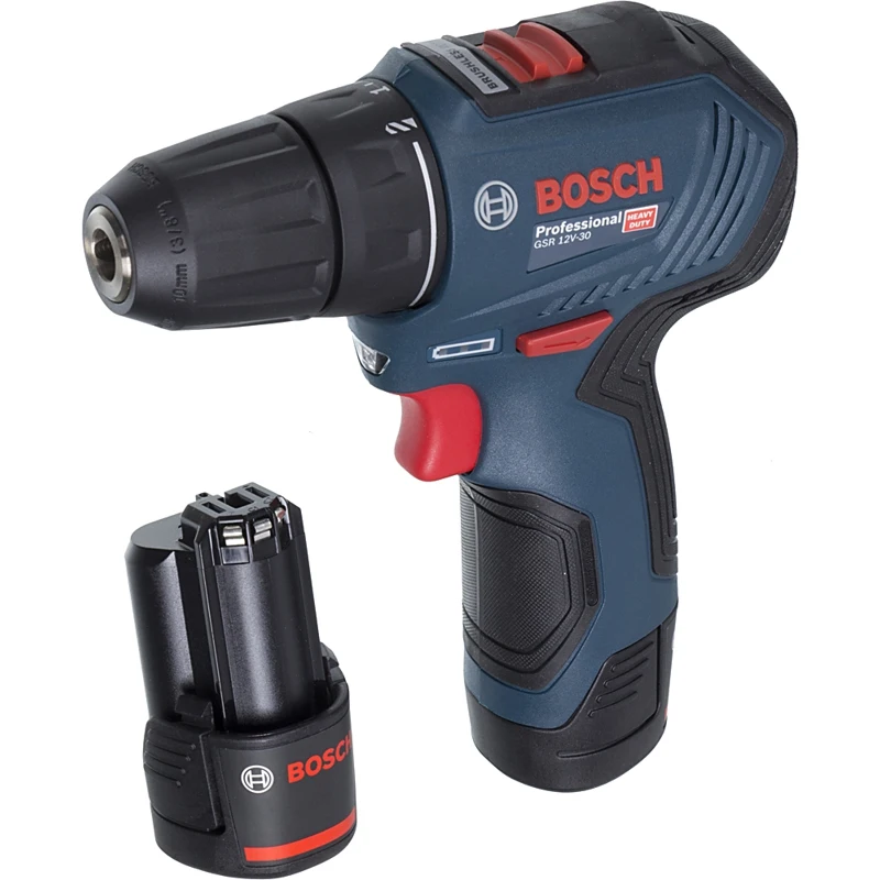 Дрель шуруповерт BOSCH GSR 12V 30 2Ач с двумя аккумуляторами (06019g9020)|Электрические