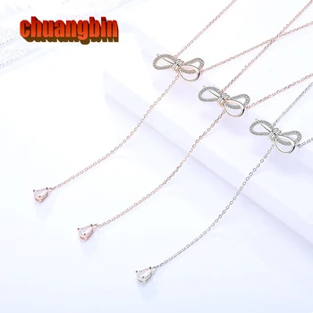 

Genuine S925 Sterling Silver Bow Necklace Female Korean Fashion Exquisite Clavicle Chain Birthday Gift