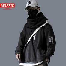 AELFRIC Japanese Streetwear Hoodie Men Harajuku Hip Hop Hoodie Neck Fish Mouth Pullovers Casual Oversized Sweatshirts Techwear