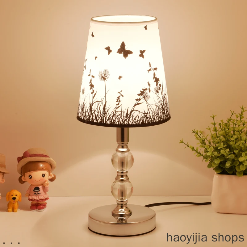 

New study lamp dressing table lamp E27 European plug crystal table lamp LED bedside lamp Nordic table bedroom living room lamp