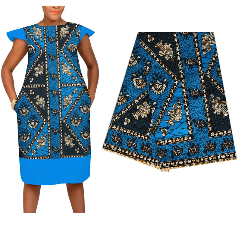 Голубая птица напечатанная африканская настоящая восковая ткань для женщин вечернее платье DIY швейная батик ткань Анкара голландская настоящая восковая ткань