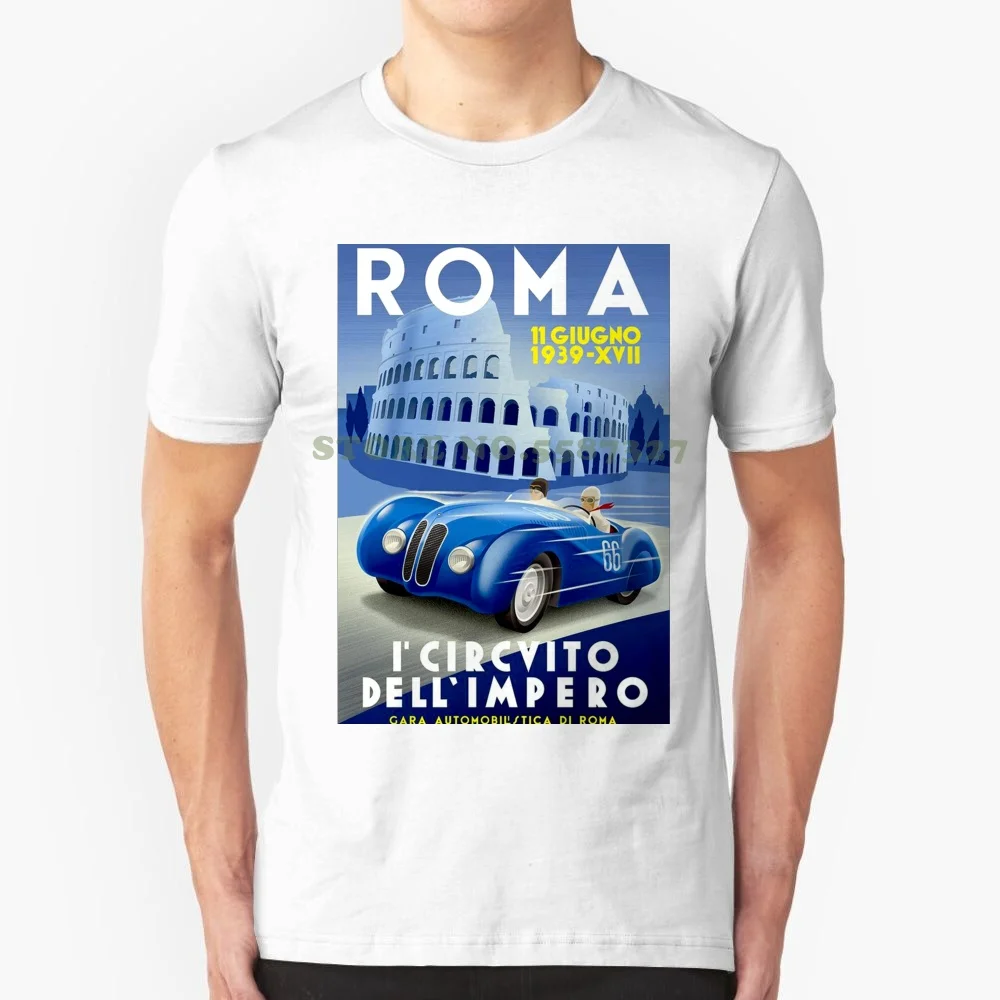 "Roma Vintage Grand Prix" Auto Racing Print Fashion Vintage Tshirt Magliette Roma Grand Prix Auto Racing Automobiles