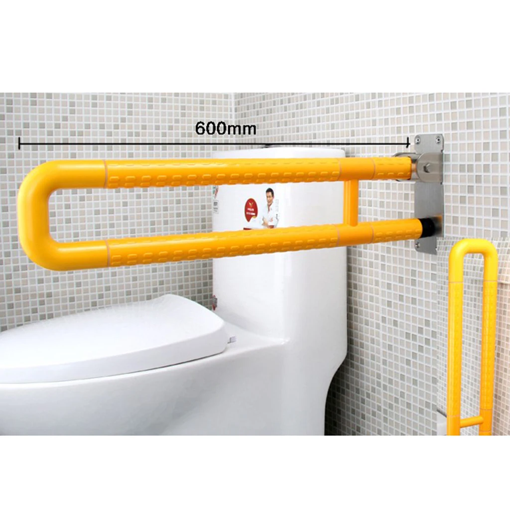Toilet Grab Bar Handicap Rail Flip-Up Bathroom Stainless Steel Safety Handrail, Stainless Steel