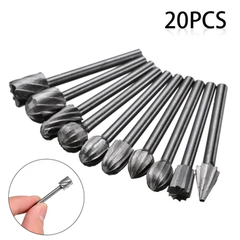 

20Pcs HSS Router Bits Set Grinding Carving Shaping Rotary Tool Milling Cutter Machine Tools Bits