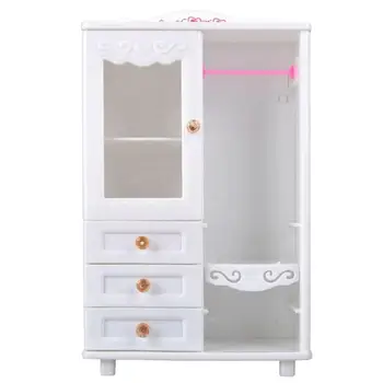 

RCtown White Plastic Living Room Wardrobe Furniture Drawers Can Be Opened Toy Accessories for Doll House