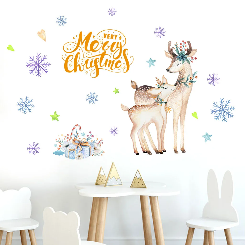 DIY Sika Deer Head Flowers Wall stickers For Living Room Art Vinyl Decals Kids Baby Decor adesivo de parede | Дом и сад