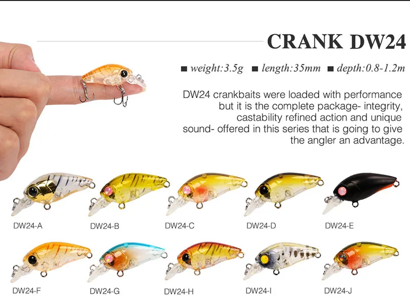 Trulinoya DW24 Мини воблер наживка 3,5 см 3,5 г маленькая кренкбейт кривошипная приманка искусственная приманка для окуня бас форель Рыбалка
