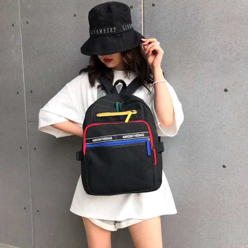

Waterproof Female Computer Backpack Large Capacity Male Sports Travel Bag Hit Color Couple Backpack Student Schoolbag