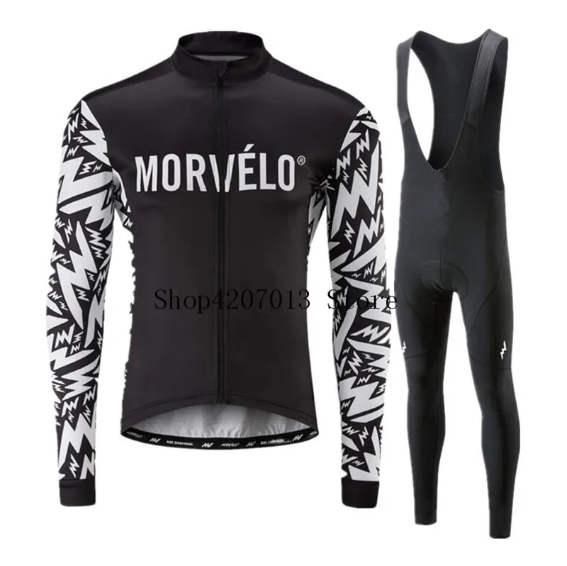 MORVELO TEAM велосипедная майка, велосипедные штаны, набор, Ropa Ciclismo, мужская одежда с длинным рукавом, Осенний трикотаж для велосипедистов, одежда для Майо - Цвет: as picture