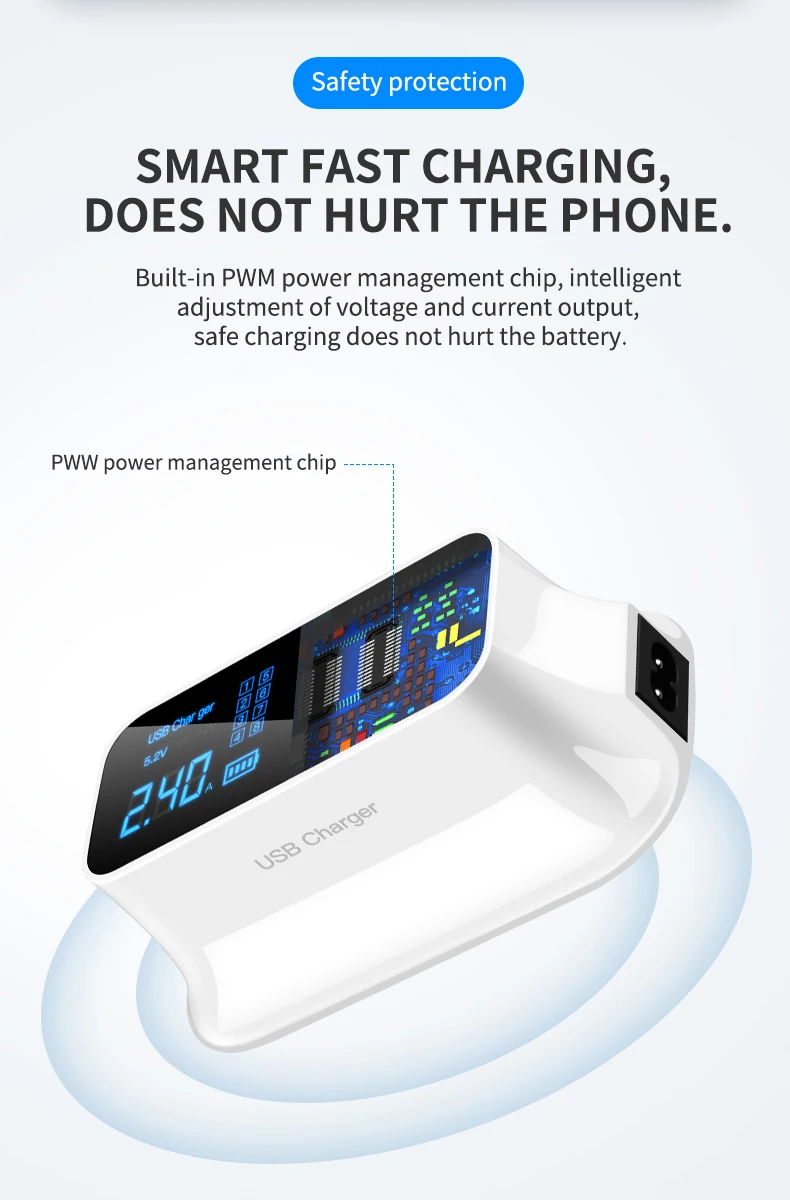 QC3.0 Быстрая зарядка USB зарядное устройство Smart usb type C зарядное устройство станция Led дисплей Быстрая зарядка USB ЗУ для мобильного телефона адаптер