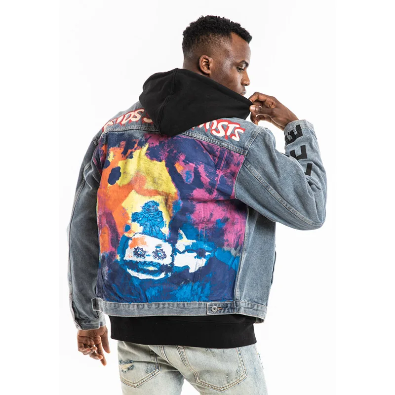 Kanye West KIDS SEE GHOSTS Graffiti Mens Jeans Jackets Streetwear Casaco Masculino Denim Coats Hip Hop Windbreaker Bomber Jacket Kanye West KIDS SEE GHOSTS Graffiti Mens Jeans Jackets Streetwear Casaco Masculino Denim Coats Hip Hop Windbreaker Bomber Jacket