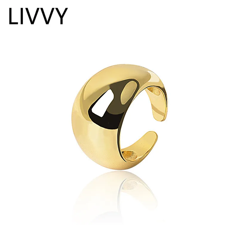 LIVVY Korean Simple Silver Color Handmade Rings For Women Wedding Couple Creative Geometric Engagement Jewelry Gifts