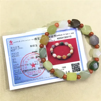 

Natural Hetian jade women's strand bracelet color matching random delivery