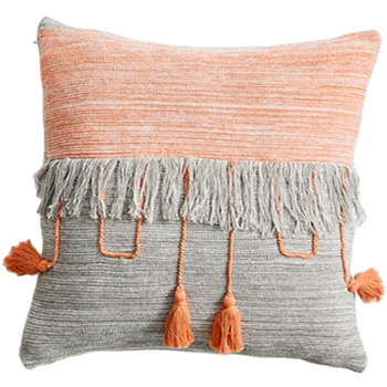 

Contrast Creative Cable Knit Cushion Cover Retro Fringed Pillowcase Home Decor Pillowcase