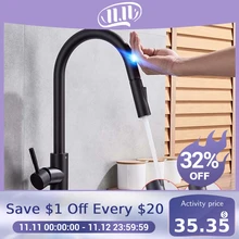 Pull Out Black Sensor Kitchen Faucet Stainless Steel Smart Induction Mixed Tap Touch Control Water Sink Tap Torneira for kitchen