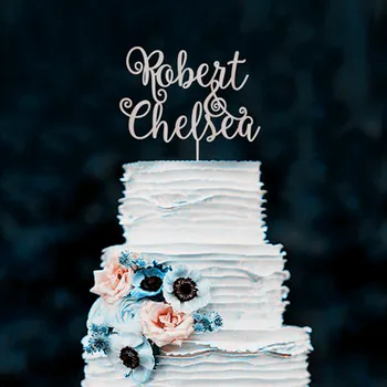 

Personalized Names Wreath Cake Topper Rustic Wooden Wedding Cake Topper Custom Bride and Groom Name Cake Topper