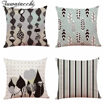 

Fuwatacchi Linen Cushion Cover Geometric Pattern Pillow Covers Modern Nordic Style Pillowcases for Home Sofa Decor Funda Cojin