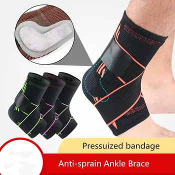 1 Pcs Siliconen Gevoerde Ankle Brace Protectors 3D Weven Bandage Enkel Voet Mouwen Compressie Ondersteunt Sport Guards Enkel