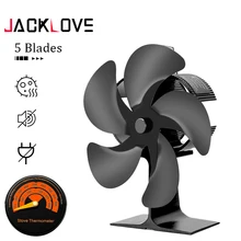Fireplace Fan 5 Blades Heat Powered Stove Fan Aluminium Silent Eco-Friendly For Wood Log Burner Silent Warmth Winter