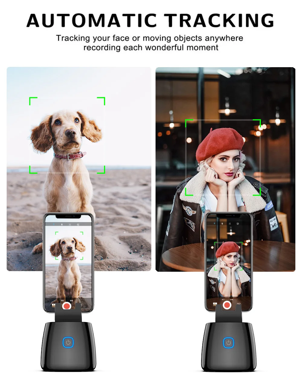 Capture Genie Rechargeable 360 Rotation Face tracking Selfie Stick Tripod Object Tracking Holder Camera Gimbal for Vlog Video