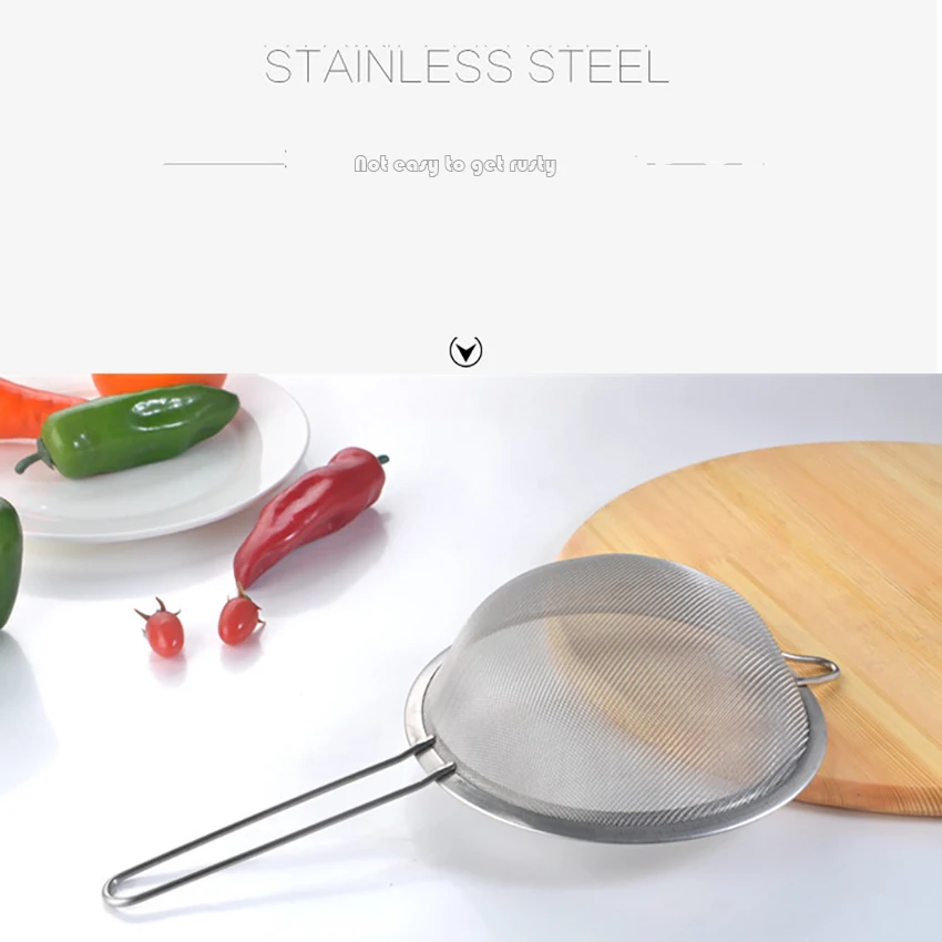 

7/8/10/12cm Stainless Steel oil strainer Flour Sifter Sieve Tea Strainer Meshgg Yolk Kitchen Colander Tools Accessories