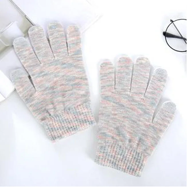 Женские вязаные перчатки зимние теплые эластичные вязаные перчатки теплые варежки для сенсорного экрана смартфона - Цвет: Beige