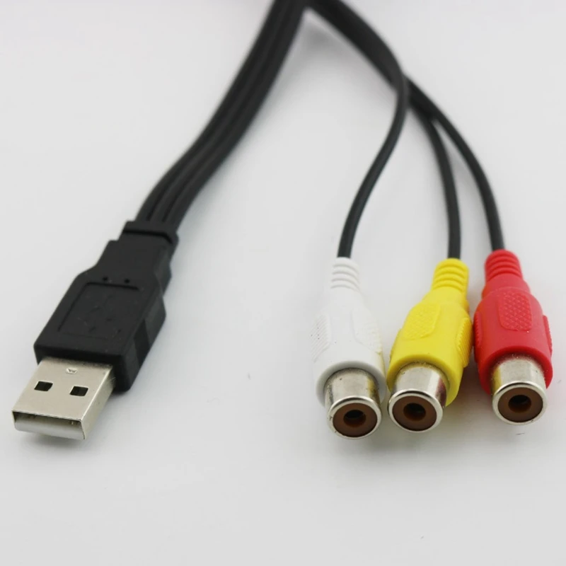 MOOL 1 шт. USB штекер на 3 гнездовая контакт-деталь Rca аудио конвертер видео Av A/V кабель USB к Rca кабель для Hdtv Tv телевизионный провод C