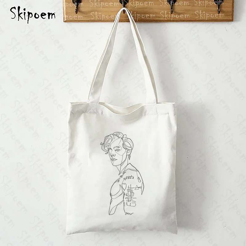 Canvas-Bag Handbags Aesthetic Women Tote Harry-Styles Gothic Painting Large-Capacity