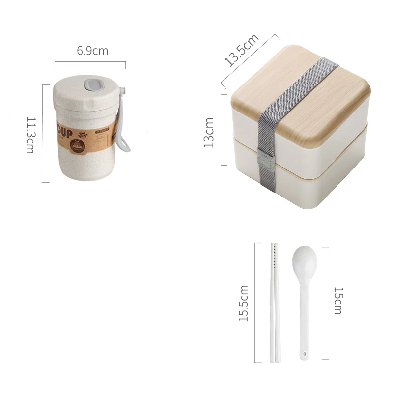 2 слоя Bento коробки для взрослых Bento Ланч-бокс для детей детский с ложкой палочка для еды сумка Пояс офисная походная коробка для еды - Цвет: square W cup
