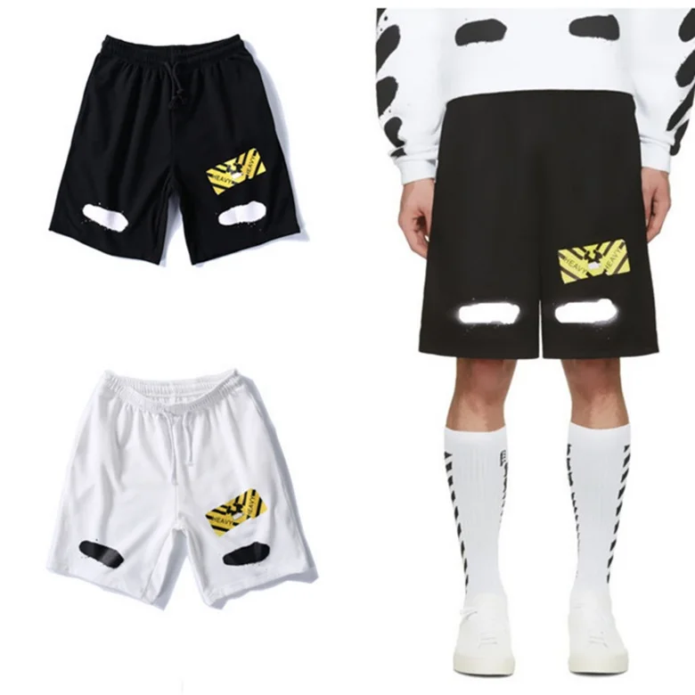 OFF-WHITE летние новые мужские шорты с буквенным принтом пять свободные мужские