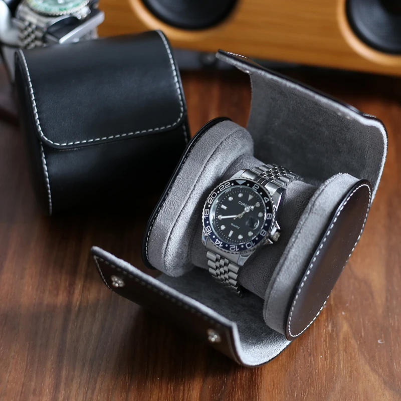 PU Leather Watch Box Single Portable Storage Bag High Grade Storage Box Single Watch Anti Falling Watch Bag Dust Anti Oxidation 