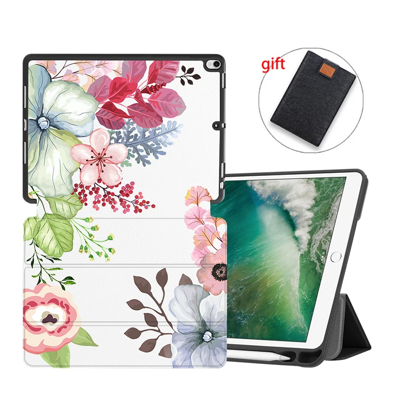 МТТ цветочный Чехол для iPad Pro 10,5 воздуха 3rd Gen 10,5 дюймов Мягкий ТПУ чехол-накладка из искусственной кожи с откидной крышкой с функцией подставки умной держатель для карандашей - Цвет: IPBC08