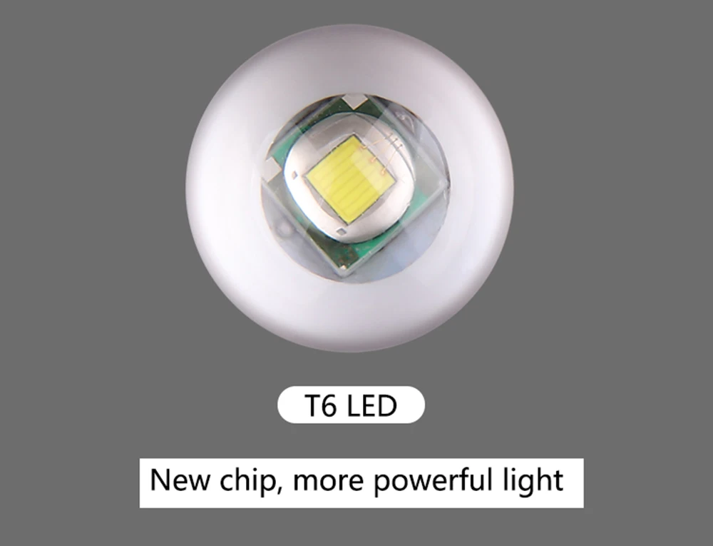 Светодиодный фонарик Mini T6, портативный фонарь, встроенный аккумулятор 1200 мА · ч, перезаряжаемый через USB, водонепроницаемый, телескопический, с зумом, домашнее, уличное освещение