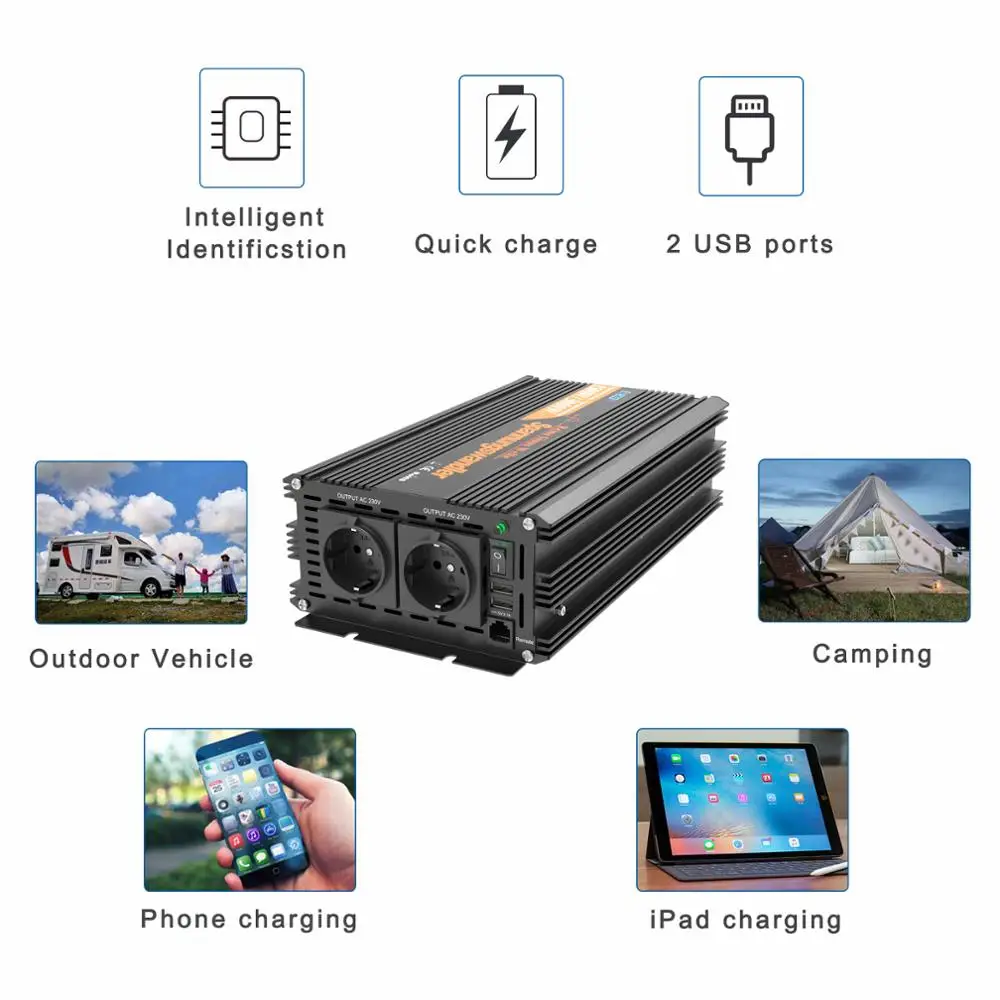 EDECOA 3500W Reine Sinus-wechselrichter DC 12V Bis AC 230V 240V Hause  Verwenden 12V 220V Konverter Off Grid Power Inverter 12v 220v - AliExpress