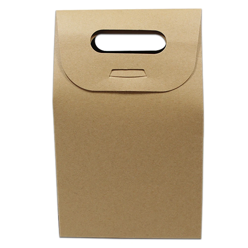 

10.5*15+6cm Kraft Paper Box Gift Packing Tote Bag With Handle For Wedding Party Favor Candy Chocolate Snack Nut Storage Package