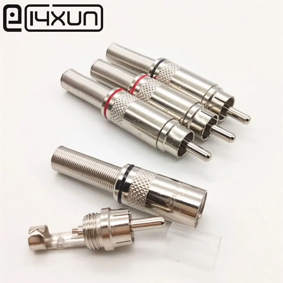 EClyxun 2 шт. металлическая RCA штепсельная вилка аудиоадаптеры для припоя пружинные