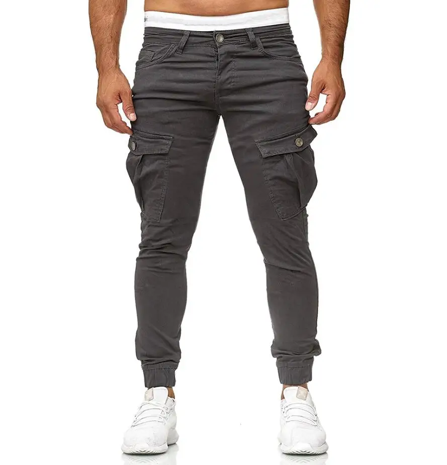 Dark Grey Joggers Модные зауженные повседневные брюки осенние длинные брюки с большим карманом уличная одежда в стиле хип-хоп плиссированные одноцветные джоггеры - Цвет: Dark Grey Joggers